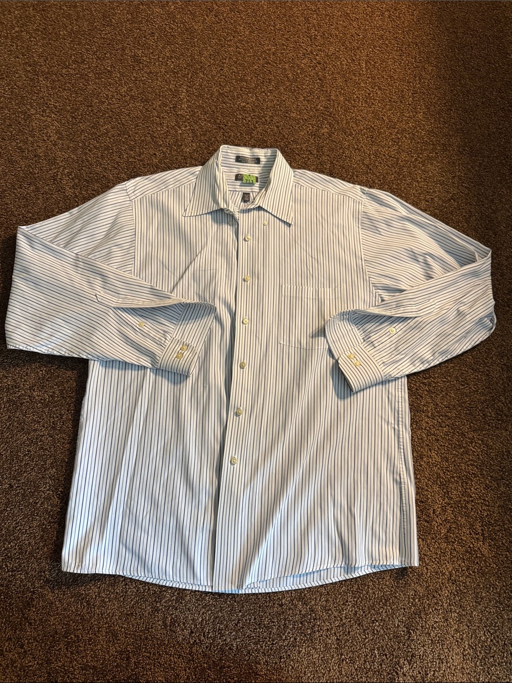 Arrow Men's Blue and White Striped Dress Shirt